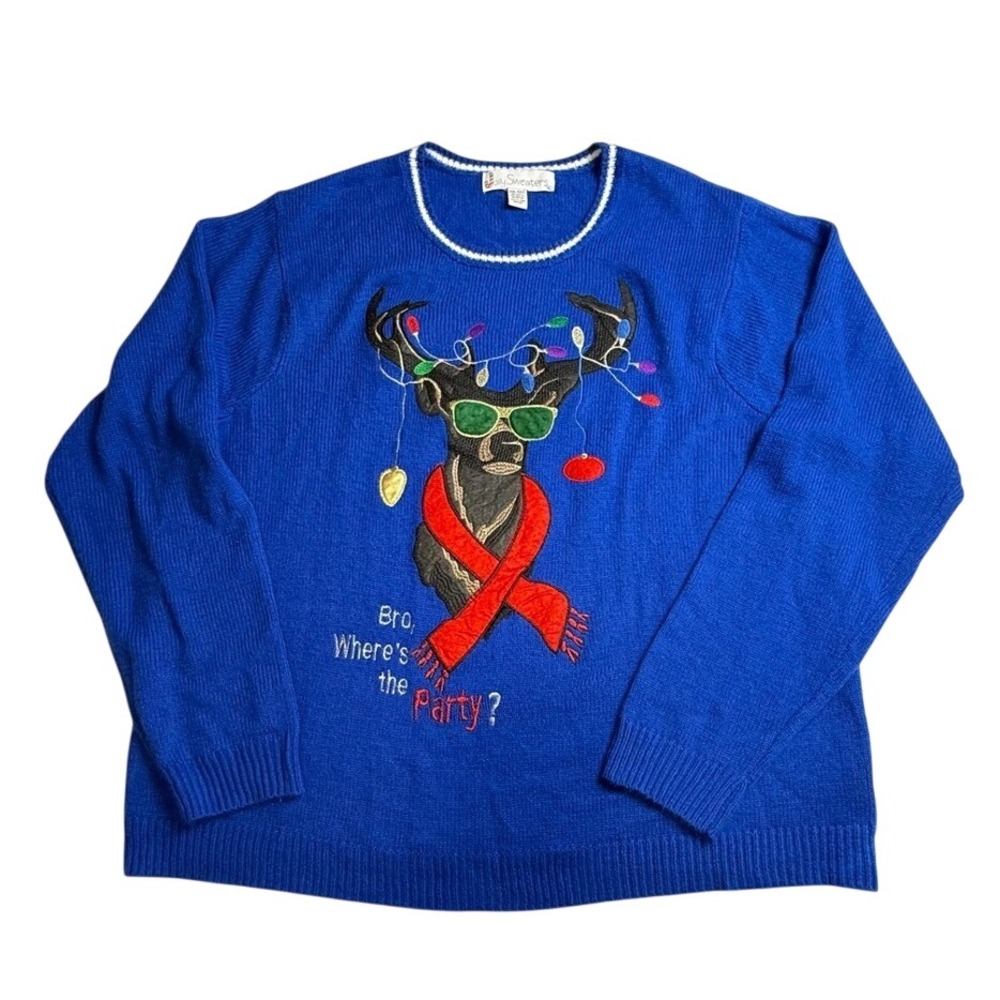 Jolly Sweaters Reindeer"Bro Wheres the Party"Christmas‎ Sweater Mens 2XL-2305